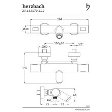 Herzbach LIVING Thermostat-Wannenbatterie Aufputz rund Schwarz matt