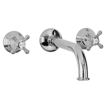 Herzbach ANAIS CLASSIC Waschtisch-Brückenbatterie Farbset Kreuzgriffe 210mm Chrom