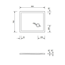 Schröder Rechteck Duschwanne Flat Corner E 90x75x2 cm