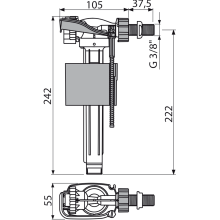 Alcadrain Füllventil A160-3/8" für Keramik-Spülkasten, Zulauf seitlich, Metallgewinde