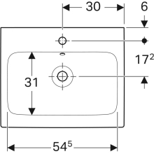 Geberit Waschtisch iCon mit Hahnloch, mit ÜL 600x485mm weiß
