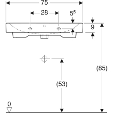 Geberit Waschtisch iCon ohne Hahnloch, mit ÜL 750x485mm weiß