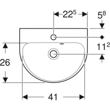Geberit Handwaschbecken Renova mit HL mittig, mit ÜL 450x360mm weiß