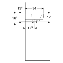 Geberit Handwaschbecken Renova Plan mit HL mittig, mit ÜL 450x340mm weiß