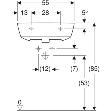 Geberit Waschtisch Renova mit HL mittig, mit ÜL 550x450mm weiß