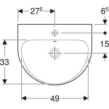 Geberit Waschtisch Renova mit HL mittig, mit ÜL 550x450mm weiß