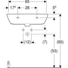 Geberit Waschtisch Renova mit HL mittig, mit ÜL 650x500mm weiß