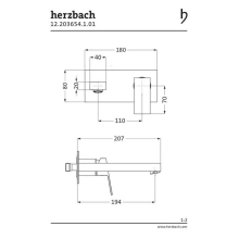 Herzbach NEO CASTELL Waschtisch-Wandbatterie Farbset 210mm 1 Blende Chrom