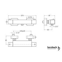 Herzbach LIVING Thermostat-Brausebatterie Aufputz eckig Chrom