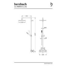 Herzbach LIVING SPA Duschsäule RB 250mm eckig Stabhandbrause Chrom