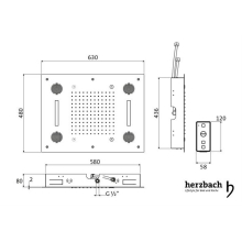 Herzbach LIVING SPA LED Deckeneinbau-Brause 630x480mm Regen/Spray/Sound poliert