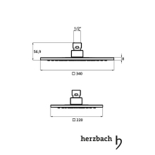 Herzbach LIVING SPA Slim-Regenbrause 340x220mm eckig Chrom