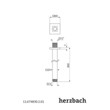 Herzbach LIVING SPA Deckenarm 300mm eckig Chrom
