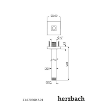Herzbach LIVING SPA Deckenarm 500mm eckig Chrom