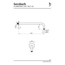 Herzbach LIVING SPA Wandarm 350mm 70 rund gewinkelt Copper Steel