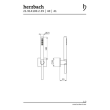 Herzbach LIVING SPA Wannenset Halter 70 eckig Stabhandbrause 1600mm Copper Steel