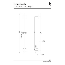 Herzbach LIVING SPA Wandstange 70 eckig 900mm Black Steel