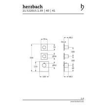 Herzbach LOGIC XL 2 TA-Farbset 3 Blenden eckig 3 Griffe rund Brass Steel