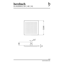 Herzbach DESIGN IX PVD Regenbrause square 200*200 mm Brass