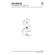 Herzbach LIVING SPA Deckenarm 100mm 70 eckig Brass Steel