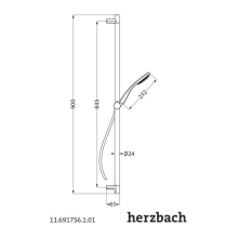 Herzbach LIVING SPA Wandstangenset Slide S 900mm Handbrause 100mm Chrom