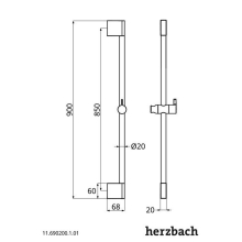 Herzbach LIVING SPA Wandstange Slide M 900mm Chrom