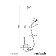 Herzbach LIVING SPA Wandstangenset eckig 900mm Stabhandbrause ABS Chrom