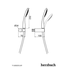 Herzbach LIVING SPA Wannenset Halter rund Handbrause Ø100mm Multi 1600mm Chrom