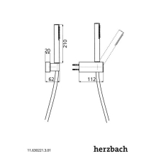 Herzbach LIVING SPA Wannenset Halter eckig Kunststoff-Stabhandbrause 1600mm Chrom