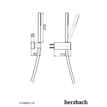 Herzbach LIVING SPA Wannenset Halter eckig Messing-Stabhandbrause 1600mm Chrom