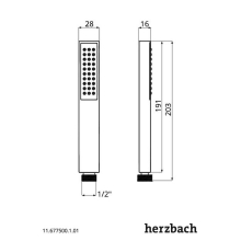 Herzbach LIVING SPA Stabhandbrause eckig Messing Chrom