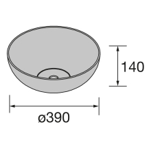 Aufsatzwaschtisch BULKAN ohne Siphon und Clickerabfluss SOLID SURFACE SCHWARZ Ø 400 x 140 mm