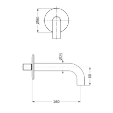 Herzbach DEEP iX Wandauslauf 160mm rund gewinkelt Edelstahl