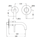 Herzbach DEEP GREY Waschtisch-Wandbatterie Farbset 160mm...