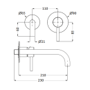 Herzbach DEEP GREY Waschtisch-Wandbatterie Farbset 210mm...