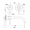 Herzbach DEEP GREY Waschtisch-Wandbatterie Farbset 240mm...