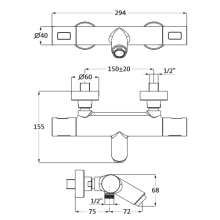 Herzbach LIVING Thermostat-Wannenbatterie Aufputz rund Grau matt