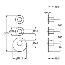 Herzbach LOGIC XL 2 Thermostat-Farbset 3 Blenden/Griffe rund Grau matt