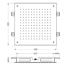 Herzbach LIVING SPA Deckeneinbau-Regenbrause 500x500mm Grau matt