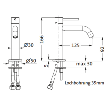 Herzbach DEEP WHITE Waschtisch Einlochbatterie Slim S-Size ohne Ablauf Weiß matt