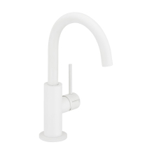 Herzbach DEEP WHITE WT-Einlochbat. Slim M-Size Griff seitl. ohne Ablauf Weiß matt
