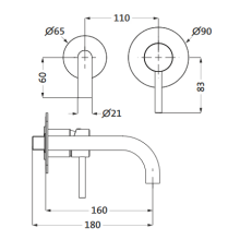 Herzbach DEEP WHITE Waschtisch-Wandbatterie Farbset 160mm Weiß matt