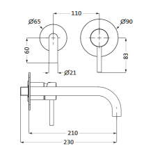 Herzbach DEEP WHITE Waschtisch-Wandbatterie Farbset 210mm Weiß matt