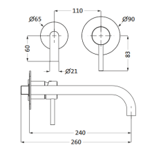 Herzbach DEEP WHITE Waschtisch-Wandbatterie Farbset 240mm Weiß matt