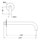 Herzbach DEEP WHITE Wandauslauf 240mm rund gewinkelt...