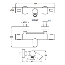 Herzbach LIVING Thermostat-Wannenbatterie Aufputz rund Weiß matt