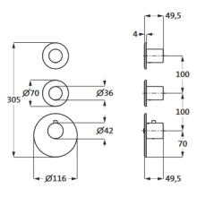 Herzbach LOGIC XL 2 Thermostat-Farbset 3 Blenden/Griffe rund Weiß matt