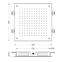 Herzbach LIVING SPA Deckeneinbau-Regenbrause 500x500mm Weiß matt