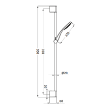 Herzbach LIVING SPA Wandstangenset Slide M 900mm Handbrause 100mm Multi Weiß matt