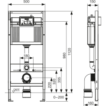 TECE Base WC-Modul BH 1120mm m Zweimengen Betät. von vorne